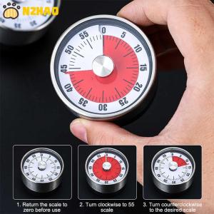 【N2HAO】 Kitchen Timer Time Reminder 60 Minutes Magnet Round Shape Kitchen Tools Countdown Alarm Reminder Mechanical Cooking Timer