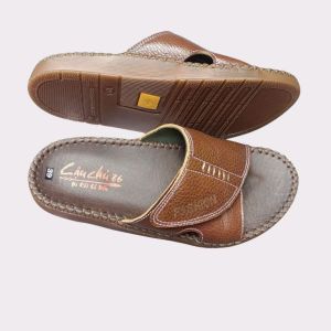 Dép quai ngang nam da bò thật  đế doctor dẻo DT025 Dép da nam thời trang quai bản xé dán rời tăng giảm  size tiện lợi