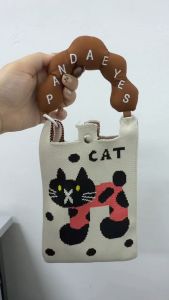Korean Style Cute Cartoon Knit Mini Bag Lightweight Crossbody Shoulder Hand Carry Phone Bag Multiple Designs
