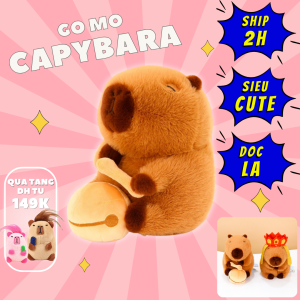 Thú nhồi bông capybara gõ mõ ngộ nghĩnh - Size 35cm - Quà tặng gấu bông chuột lang nước dành cho người cần tịnh tâm.