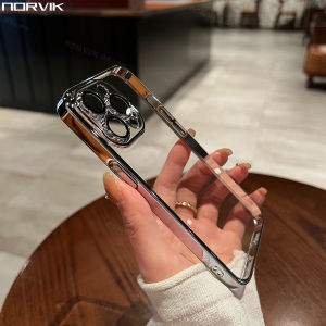 NORVIK for Luxury Plating Phone Case Clear Cover Camera Lens Protector Shockproof Transparent Soft Casing for Samsung Galaxy A15 A05 A54 A34 A24 M14 S24 S23 S23+ A33 A53 S22 A22 A72 A52 A52S A32 S21 S24+ S21+LTE Plus Ultra 4G 5G I22-1