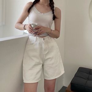 Quần Short Jean Ngố Nữ Ống Rộng Lưng Cao Basic Chất Bò Phong Cách Ulzzang Hàn Quốc chất vải không ra màu(QJN 02)