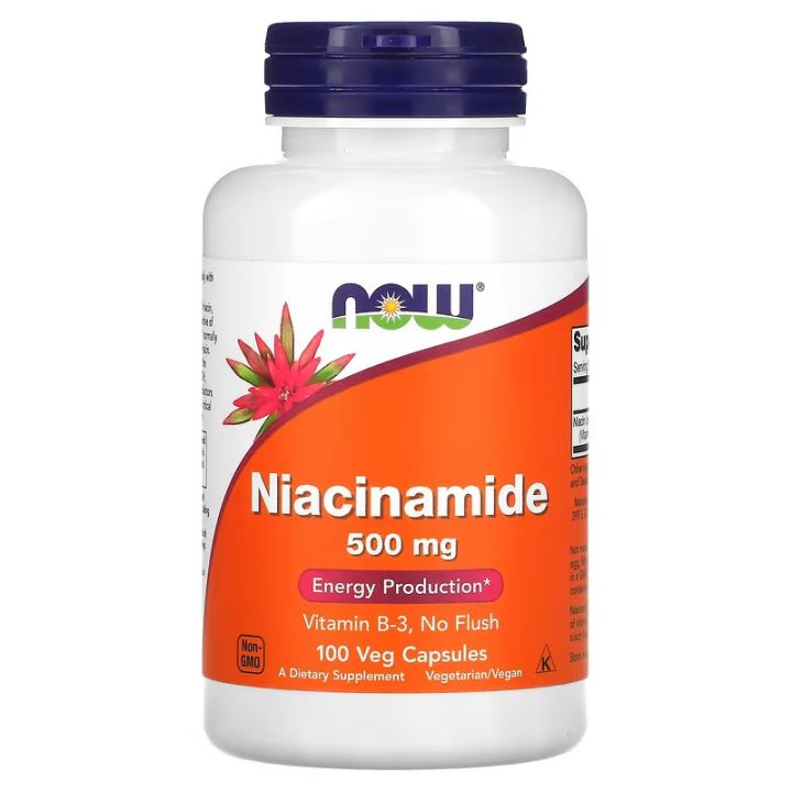 NOW Foods, Niacinamide, 500 mg, 100 Veggie Capsules | Lazada