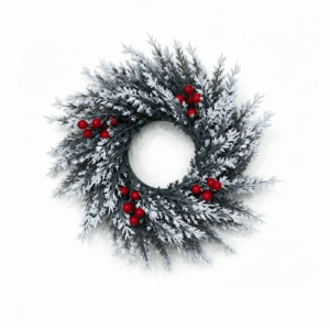PWD0442 Weather Resistant Christmas Wreath Evergreen Plastic Snow Flocked Artificial Pine Garland Wreath Festival Decor Artificial Pine Christmas Snow Flocked Wreath Christmas Decor