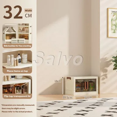 SALVO Foldable Storage Cabinet With Flip Door Multifunctional Durabox Plastic Storage Box Wardrobe For Clothes Toys