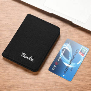 Ultra-thin Mini Small Wallet Canvas Short Wallet Men ID Card Holder Fashion Drivers License Mini Wallet Dompet Lelaki