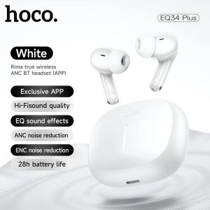 HOCO EQ34 Plus ANC Noise Reduction Bluetooth 5.4 Earphones In Ear Wireless Headset Ourdoor High Sound Stereo Earbuds App Control2026