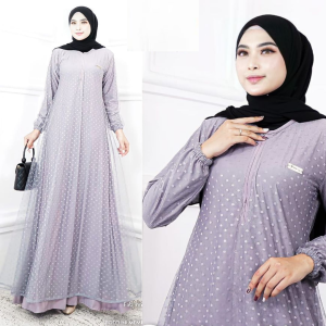 Midi Dress Katun Rayon Premium Gamis Kekinian Terbaru 2023 BELLA MAXY SHAKILA MIX TILE POLKA BUSUI