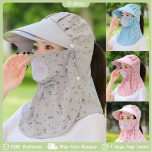 Women UV Protector Cap Breathable Big Brim Outdoor Sun Hat with Face Neck Flap Outdoor Working
