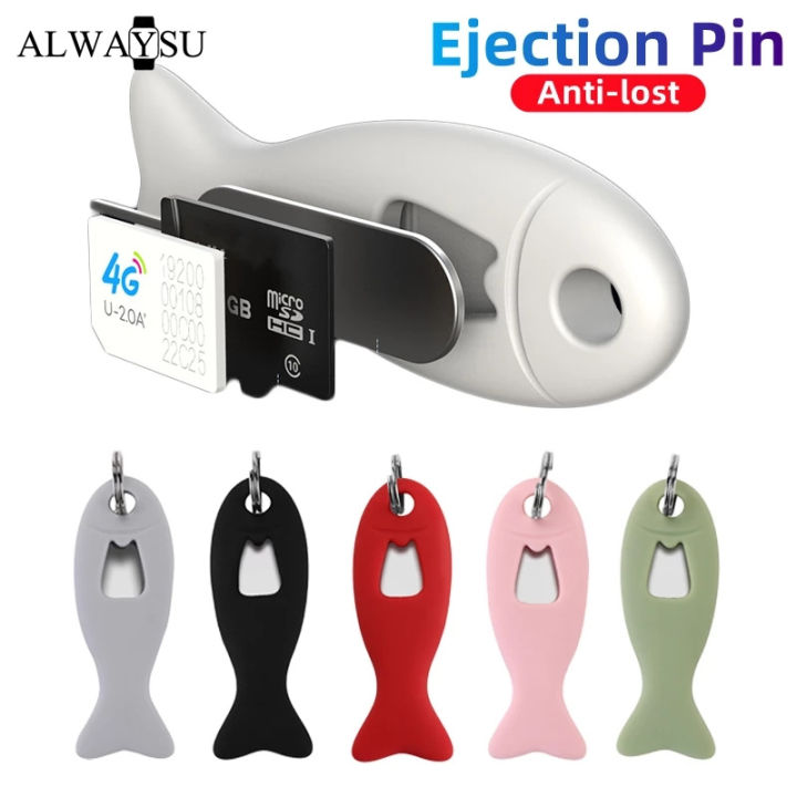 Outil éjecteur De Carte SIM Et Nettoyeur 2 En 1 - En Aluminium, Portable Avec Anneau Anti-perte - 3