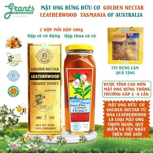 Mật ong hữu cơ Golden Nectar leatherwood - Úc - 2 Chai là 1000g Ngon hiếm và tốt nhất trên thế giới