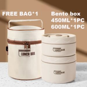 304 Lunch Box Stainless Steel Insulated Preservation Box Microwave Special Lunch Box Adult Student Portable Bento Box With Thermal Insulation Bag Kalle