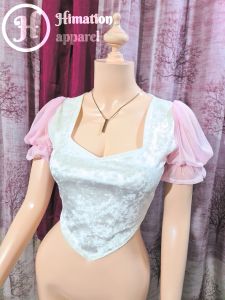 Freya mesh sleeves velvet top korean style fashion