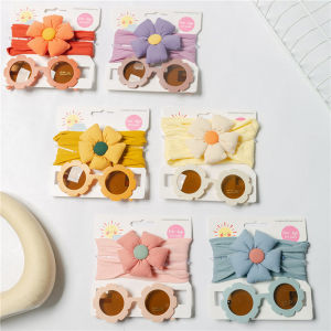 2pcs Flower Headband+ Sunglasses Baby Elastic Hairband Cute Glasses Fashion Photo Props