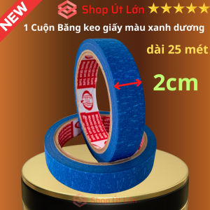 1 Cuộn băng keo giấy màu xanh dương rộng 2cm dài 25 mét lõi giấy 3mm giá tại xưởng