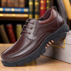 LUQUTCR Mens Handmade Thick Rubber Bottom Breathable Casual Leather Shoes Classic Sewn Loafers Comfortable Leisure Footwear
