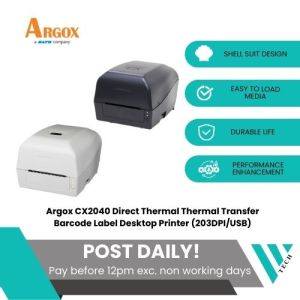 Argox CX2040 Direct Thermal Thermal Transfer Barcode Label Desktop Printer (203DPI/USB)