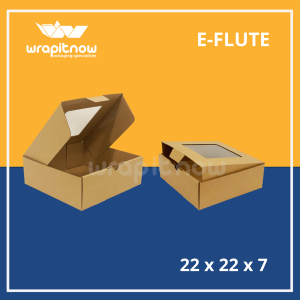 (Isi 20 pcs) Kardus E-flute Die Cut 22x22x7 Jendela// eflute dus nasi hampers souvenir dus catering