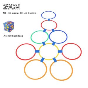 Jumping Rings Game Set Kids Indoor Outdoor Sport Game Toys Hopscotch Lattice Jumping Rings Set Kids Leaping Ability Training Sports Toys