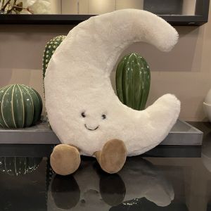 Adorable Smile Face White Moon Yellow Sun Plushie Stuffed Cute Cartoon Weather Plush Toy for Kid Bedroom Decor Sofa Throw Pillow2026