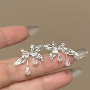 Fashionable Ring Gift 精致法式闪锆花朵耳环轻奢高级感小众超仙耳钉女温柔气质绝美耳饰