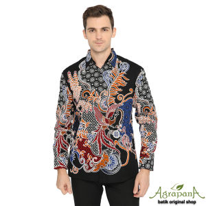 AL1B Agrapana Original Gora Hem Kemeja Baju Batik Pria Terbaru Lengan Panjang Cowok Modern Pekalongan Anak Muda Mewah Dewasa Kondangan Asli Laki laki Kerja Premium Ori