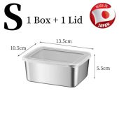 KANKA Stainless Steel Food Container with Cover Japanese 304 Stainless Steel Tray Food Storage Dispensers Temperature Resistant Stainless Steel Fresh Keeping Box Refrigerator Storage Organizer Meat Vegetable and Fruit Crisper Kitchen Storage Outdoor Box