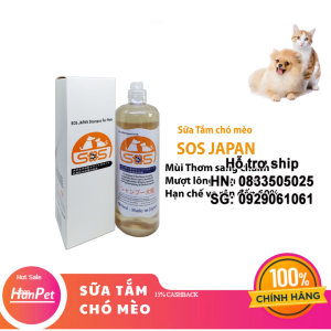 Hanpet- Sữa Tắm chó SOS NHẬT xuất xứ Japan (chó mèo dùng chung) chuyên dùng cho các SPA chuyên nghiệp cao cấp Mượt lông thơm lâu diệt ve rận.