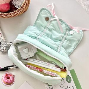 JOYNCLEON Thiết kế mèo dễ thương Dây Kéo bút chì Trường hợp với Bowknot dung tích lớn phong cách cao Túi đựng văn phòng phẩm học sinh cho cô gái