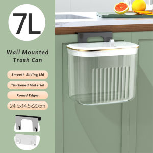 JustLiving ถังขยะเคาน์เตอร์ห้องครัวปุ๋ยหมักประตขยะูทันสมัยถังขยะติดผนังแขวน1ชิ้นพร้อมฝาปิด-ประหยัดพื้นที่ล็อคกลิ่นทำความสะอาดง่าย