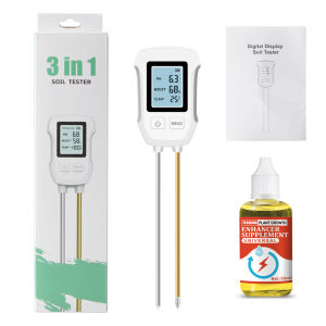 【สารละลายธาตุอาหารฟรี】Yieryi  เครื่องตรวจจับดิน 3-in-1 เครื่องวัดค่า PH/ความชื้น/อุณหภูมิของดิน จอแสดงผล LCD แบบดิจิตอล เครื่องทดสอบความชื้นในดินที่มีความแม่นยำสูง เหมาะสำหรับกระถางต้นไม้และต้นไม้ในสวน