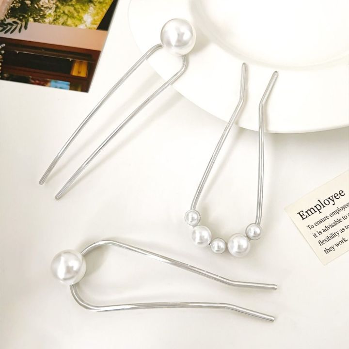 KISSCAT Hair Fork Ushaped Hairpin Hairpin Pearl Minimalist Hair Stick