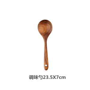 {READY STOCK} Non-stick pan-specific teak wood spatula set including a wooden cooking spatula salad fork and soup ladle