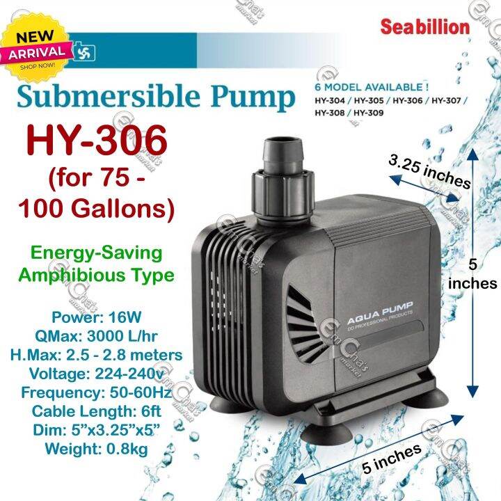 Seabillion Aqua Pump Hy-306(six) Low Power Submersible Pump For 75-100 