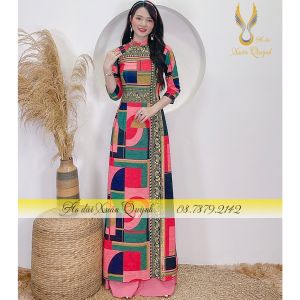 Áo Dài Lụa Habutai Họa Tiết Thổ Cẩm Tôn Dáng Trẻ Trung K99 Hồng - Áo Dài Xuân Quỳnh