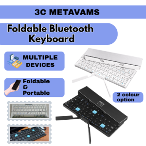 BOW Mini Folding Bluetooth Keyboard Wireless Keypad Support3 Devices With Stand Rechargeable Foldable Keyboard for Phone Tablet