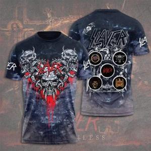 [Local Stock] HBESTY Halloween Christmas Fashion Mens T-shirt Rock Band Slayer 3D Printed T Shirts Men Women Hip Hop Short Sleeve Tee Oversized Streetwear Tops Clothing