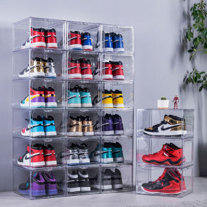 Acrylic Clear Shoe Storage Box Home Basketball Shoe Box Moisture-Proof Dust-Proof Plastic High Top Magnetic Shoe Cabinet