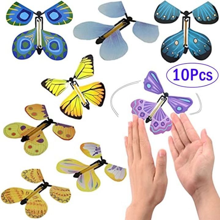 Magic Wind Up Flying Butterfly in The Book Rubber Band Powered Magic Fairy Flying Toy Great