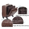 Vali du lịch Size 18 inch - Vali kéo thời trang chất liệu da cao cấp có khóa bảo mật và ngăn chống sốc máy tính. 