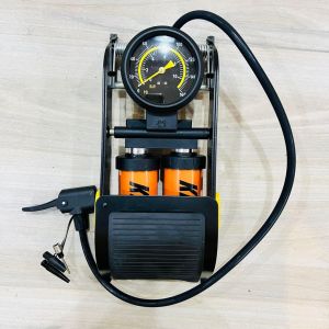 Bơm xe máy đạp chân Kirito bơm xe đạp ô tô 2 ống khỏe nhanh đầy hơi