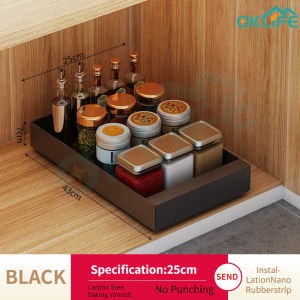 [OKLIFE.SG]Kitchen drawer style pull basket/ cabinet double layer bowl and dish cabinet/Under sink pull-out bowl Shelf