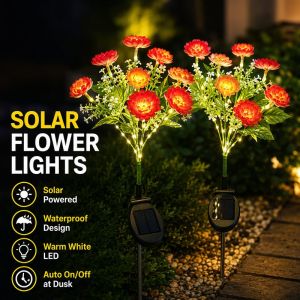 Solar Snow Lotus Led Flower Lights Ip65 Waterproof Outdoor Garden Lawn Lamp Pathway Patio Decor