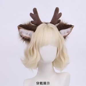Sacesr Plush Antler Headband Simulation Party Dress Up Deer Ear Hair Band Creative Xmas Elk Reindeer Antler Hair Hoop 9H4B3
