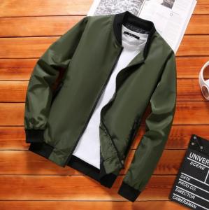 Jaket saiz besar berwarna muda untuk lelaki jaket kasual Zip-Up satu warna