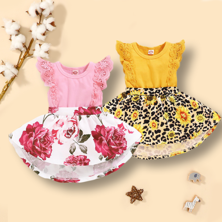 Newborn Infant Baby Girl Cute Romper Clothes Fly Sleeve Floral Print Summer  Romper Dress Lazada PH