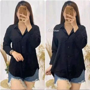 Atasan Kemeja Polos Wanita Terbaru Crinkle Airflow By As3