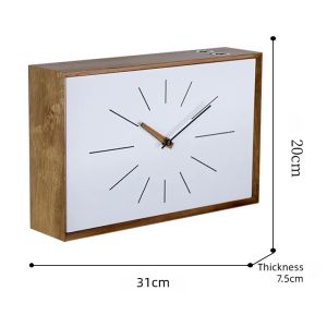 xpkQ Solid Wood Double-sided Wall Clock Interior Creative Rectangle Corner Wall Clock Living Room Silent Art Clocks Home Decoration T4N8K