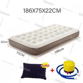 【186X75X22cm】Matras Tidur Kasur Angin Pompa Tiup Double Air Bed / Kasur Angin Termasuk Bantal kasur angin pompa otomatis kasur tiup Double Kasur Tiup Air Bed Queen Kemah Indoor dan Outdoor Anti-kempes Kasur