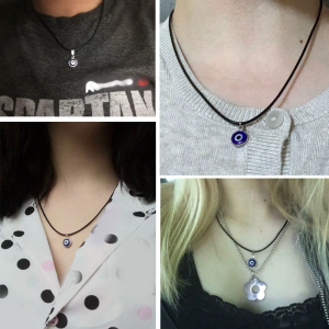 Turkish for Evil Eye Necklace Blue Eye Pendant Female Student Simple Design Chain Casual Necklace for Women Teens Girls